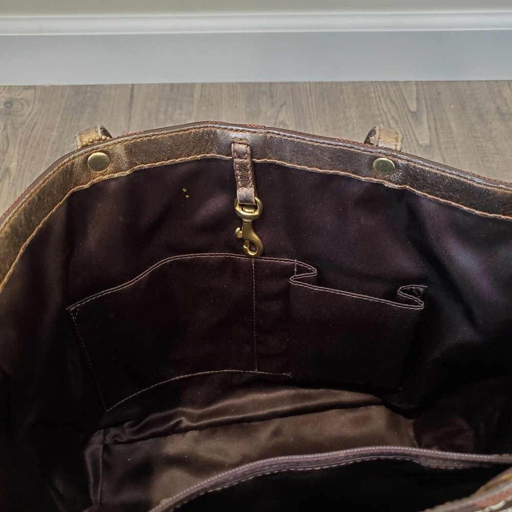 COACH 11098 Shoulder Bag TOTE PURSE Signature Brown Jacquard Shimmer Stripe - Picture 5 of 5